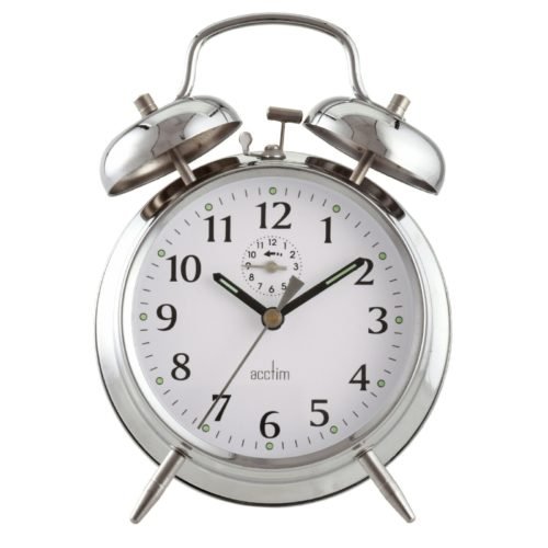 Acctim Saxon Analogue Alarm Clock Mechanical Metal Bell Alarm Luminous