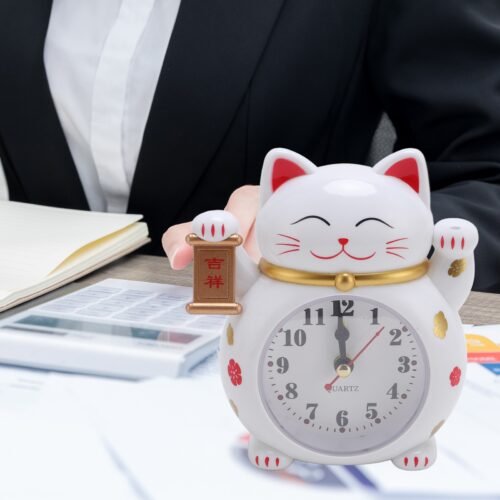 Accurate Plastic Lucky Cat Alarm Clock For Home ERBI
