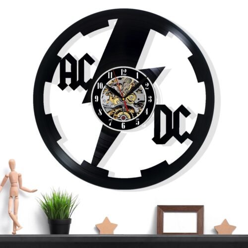 AC DC Vinyl Wall Clock - Retro Decor - Unique Home Accent - Perfect Gift