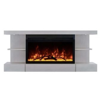Activeflame Home Decor Series 48 in. Electric Fireplace Cap-Shelf Mantel Classic Grey...