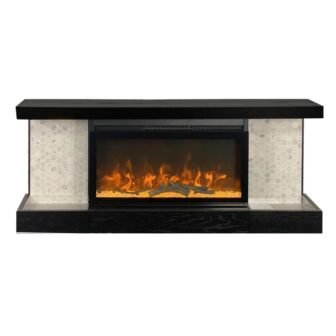 Activeflame Home Decor Series 48 in. Fireplace Cap-Shelf Mantel with Lighting, Hexagon...
