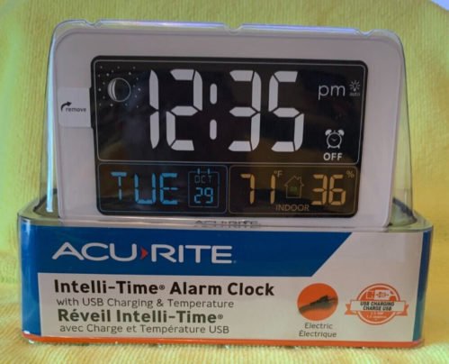 AcuRite 13040CA Intelli-Time Alarm Clock with USB Charging & Temperature