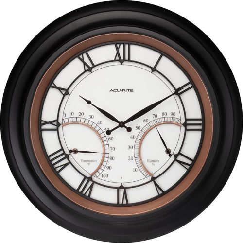 Acurite 24” Illuminated LED Large Outdoor Decorative Clock with Thermometer and