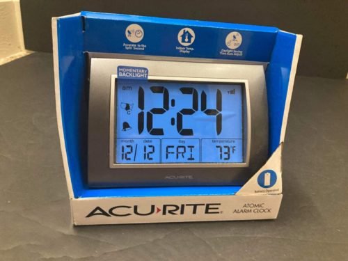 Acurite Atomic Alarm Clock Battery Operated with Date, Temperature & Day of Week