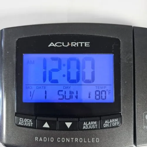 Acu Rite Atomic Projection Clock with Indoor Temperature Model 13239 CCDI featured image