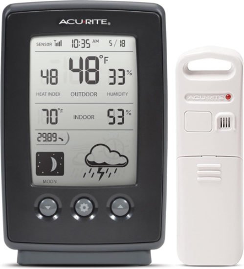 AcuRite Digital Weather Forecaster with Indoor/Outdoor Temperature, Black