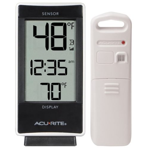 AcuRite Indoor and Outdoor Thermometer with Temperature and Clock; Battery-Power