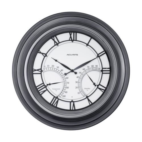 AcuRite Outdoor Decor 24" LED-Illuminated Indoor/Outdoor Wall Clock Pewter