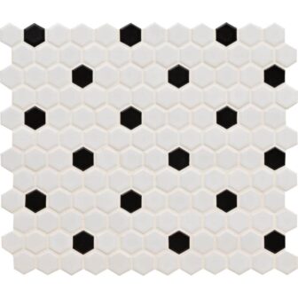 Adelaide Black & White Hexagon 10 x 12 in. Matte Porcelain Mesh Mounted