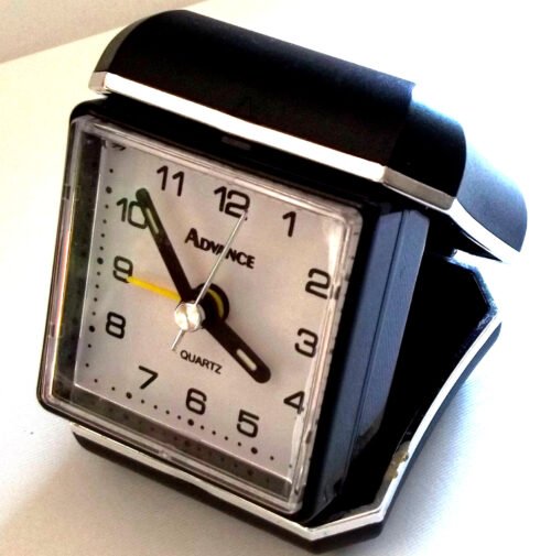 Advance Travel Alarm Clock, Quartz, w battery, Black Case -Tested, Works!