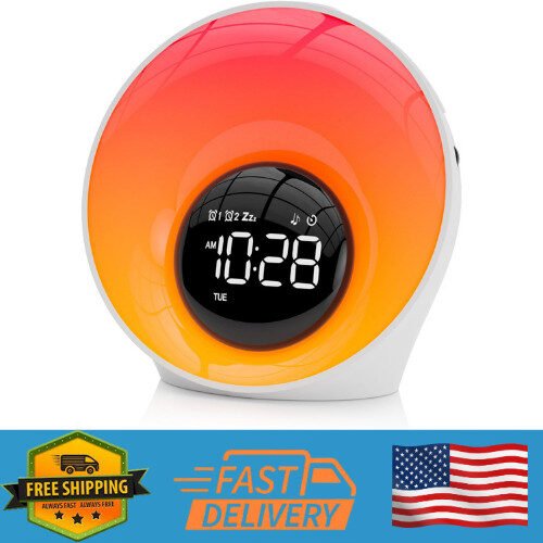 AFEXOA Sunrise Alarm Clock with White Noise & 14 Color Night Light Options