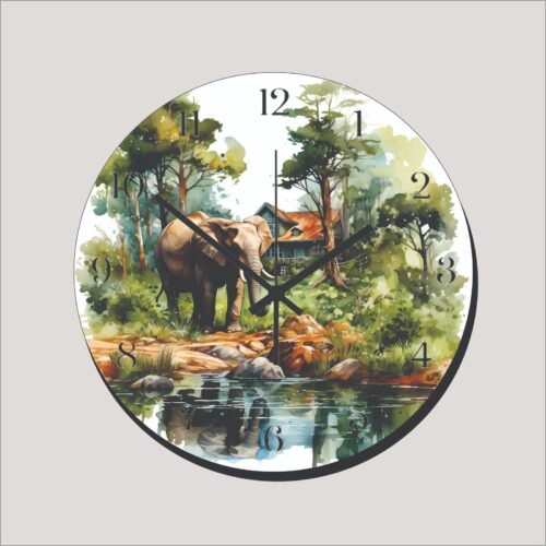 African Elephant Jungle Animal Wild Life Art Wall Clock a Hanging Time Piece