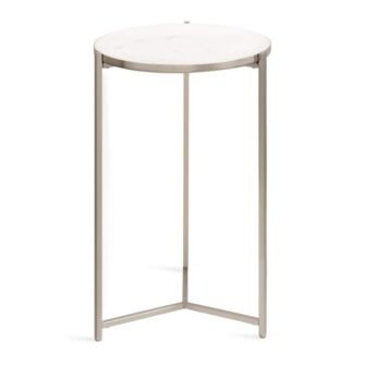 Aguilar 15.00 in. Silver Round Marble End Table