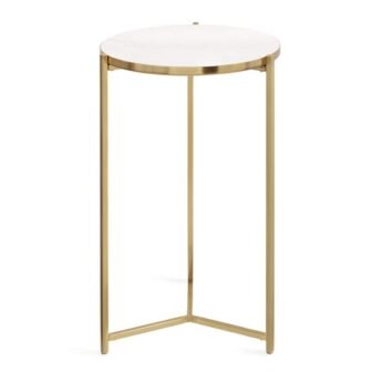 Aguilar 15 in. Gold Round Marble End Table