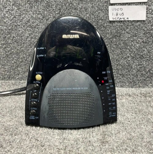 Aiwa Digital Clock AM/FM Radio Receiver FR-A305U, Dual Alarm, 60Hz 9V DC Back Up