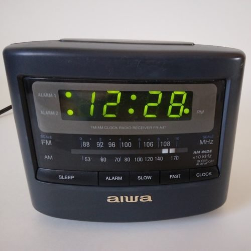 Aiwa FR-A47U Radio Dual Alarm Clock-AM/FM-Green Digits-Corded-Tested/Works