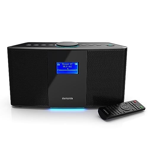 AIWA WIRELESS SPEAKER - UNLEASH POWERFUL SOUND, Bluetooth, Alarm Clock - BLACK