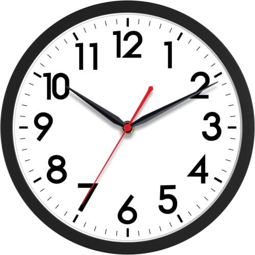 AKCISOT Wall Clock 10 Inch Silent Non-Ticking Modern Clocks Battery Operated - A