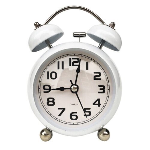 Alarm Clock Analog Silent Small Bedside Desk Clock Battery Operated for Bedroom