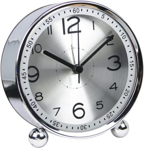 Alarm Clock Desk 4 Inch round Table Classic Quartz Cupboard Bedside Travel