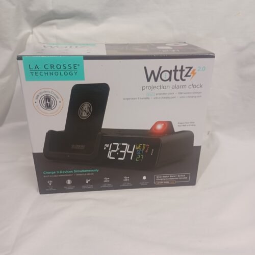 Alarm Clock Docking Station Black Wattz 2.0 Projection 10 Watt Wireless Charging