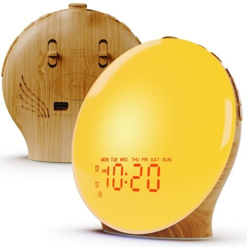 Alarm Clock Dual Alarms, FM Radio, Snooze, Nightlight, 7 Colors,7 Natural Sounds