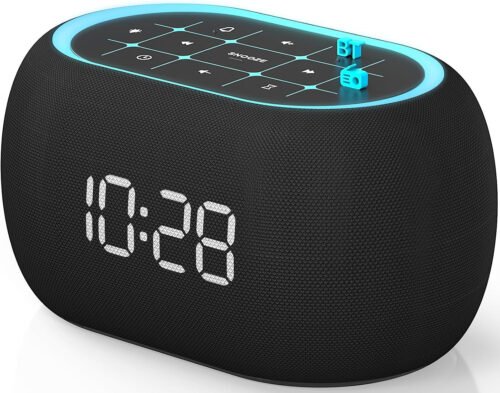 Alarm Clock FM Radio with Bluetooth Speaker, Hi-Fi Stereo Sound, 7 Night Light C