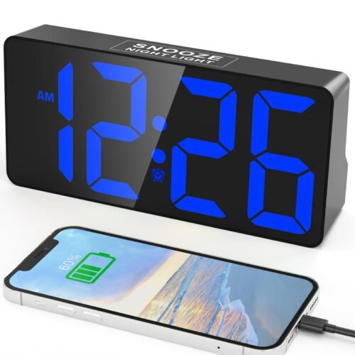 Alarm Clock for Bedroom 7 in Large Display Digital Clock with Dual Alarms&Usb C