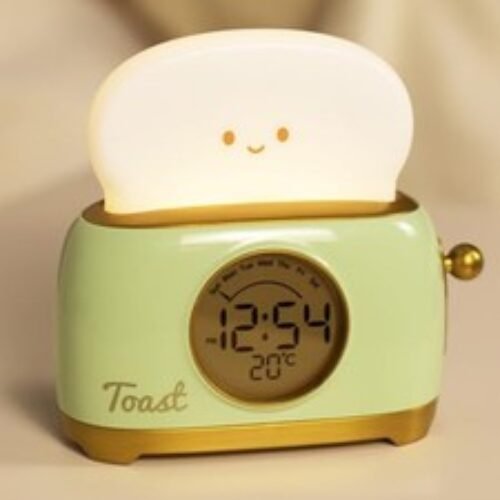 Alarm Clock for Kids, Cute Toast Night Light Alarm Clocks for Bedrooms,