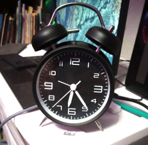 Alarm Clock Loudest Ever Super Wake Up Neighbors Twin Bell 4" BlackFrosted Shell