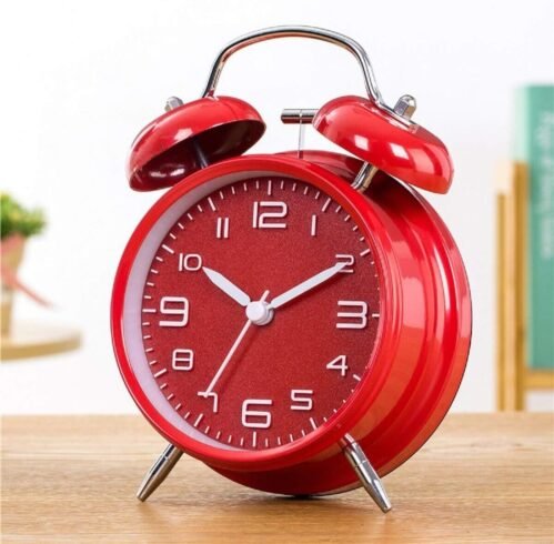 Alarm Clock Loudest Ever Super Wake Up Neighbors Twin Bell 4" Red Frosted Shell