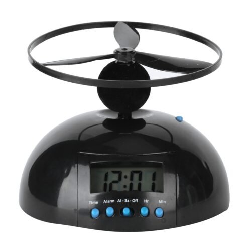 ⊹Alarm Clock Novelty Flying LCD Digital Mini Round Propeller Household Supplies