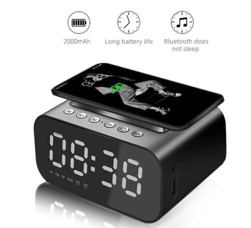 Alarm Clock Radio Wireless Charging & type-c Port Bluetooth Speaker LED Display