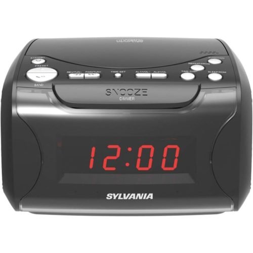 Alarm Clock Radio with CD Player and USB Charging, Black