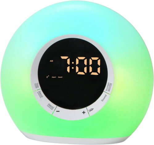 Alarm Clock Sound Machine with Dimmable Night Light, 10 White Noise,2 Alarms,Sle