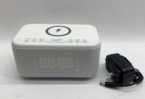 Alarm Clock Speaker Wireless Charger, Digital Alarm Clocks Bedrooms Bluetooth