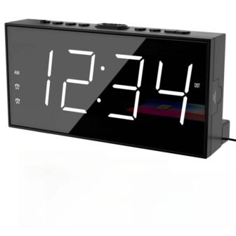 Alarm Clock with Dual Alarms and USB Charging Port in Black 1-Pack,...