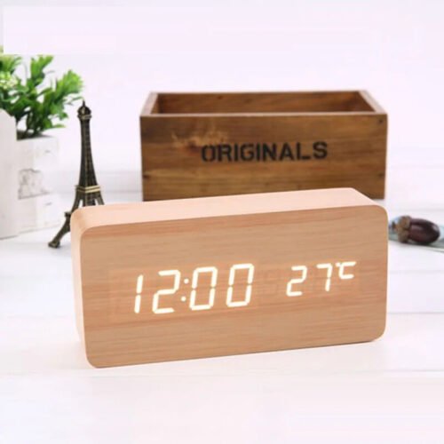 Alarm Desktop Digital LED USB/AAA Power Snooze Voice Control Desk Clocks