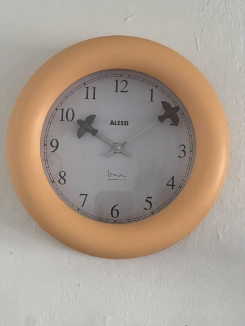 ALESSI Bird Hand Yellow Wall Clock 9” Works!