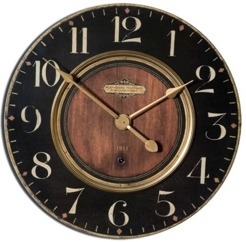 ALEXANDRE MARTINOT LARGE 23" LAMINATED FACE ROUND WALL CLOCK UTTERMOST 06026