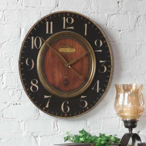 ALEXANDRE MARTINOT XXL 23" LAMINATED FACE ROUND WALL CLOCK UTTERMOST 06026