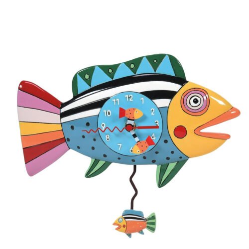 Allen Designs 6014454 Rainbow Fish Pendulum Wall Clock 6.5"