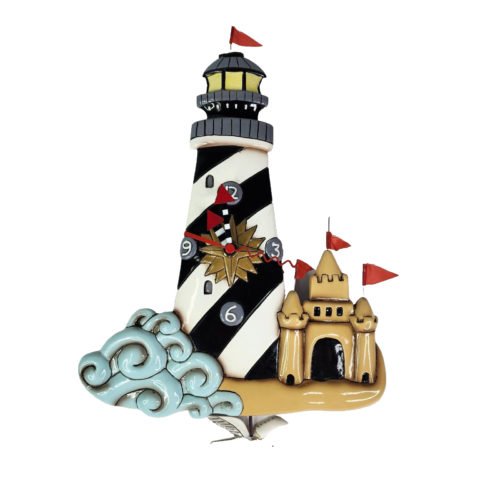 Allen Designs Beacon Lighthouse Clock Pendulum Beach Hand Painted Nautical