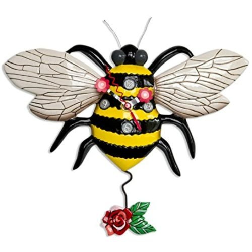Allen Designs "Buzz" Whimsical Bee Honeybee Pendulum Wall Clock P1804