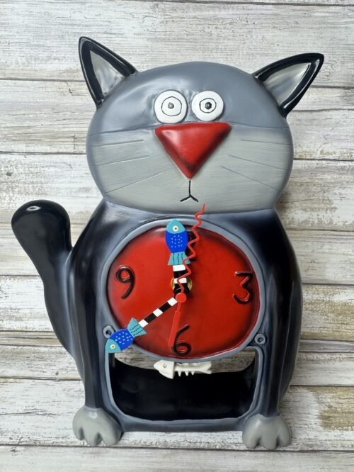 Allen Designs Clock Cat with Fish Bone Pendulum