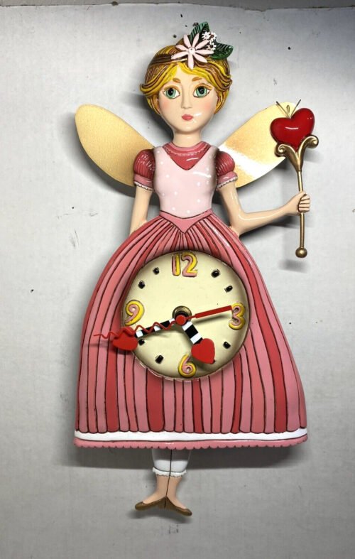 ALLEN DESIGNS ELLA BELLA FAIRY PENDULUM WALL CLOCK, READ, FREE SHIPPING
