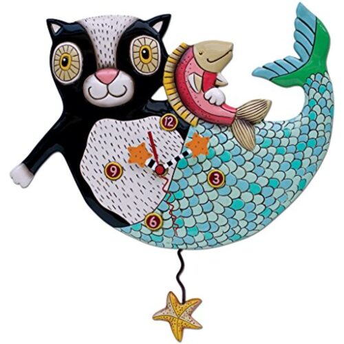 Allen Designs Mermaid Cat Mermaid Mercat Pendulum Clock P1552