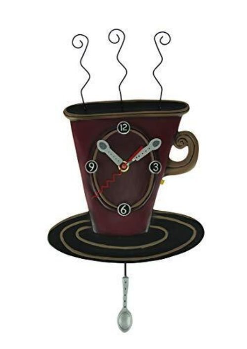 Allen Designs "ozy Cafe Whimsical Coffee Cup Pendulum Wall Clock P1758