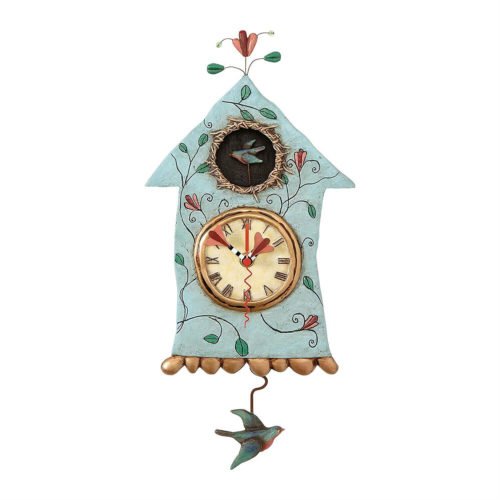 Allen Designs P8008 Birdhouse Pendulum Wall Clock 15″