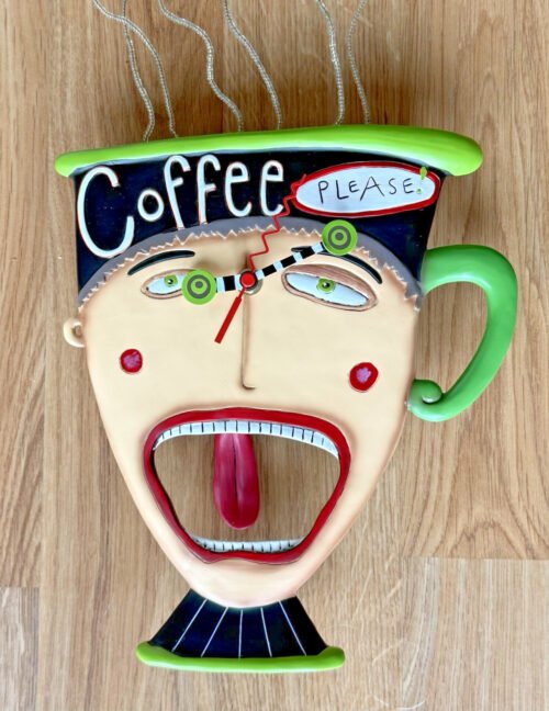 Allen Designs Studio Coffee Please Wall Clock Fun Artsy Quirky WORKS